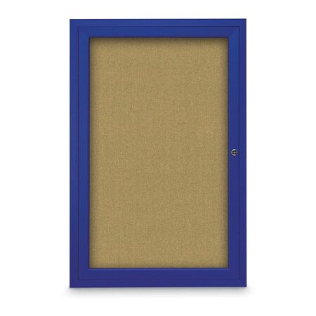 United Visual Products Slim Enclosed Corkboard, 18"x24", Black Alum Frame/Medium Grey UVEB1824-BLACK-MEDGRY